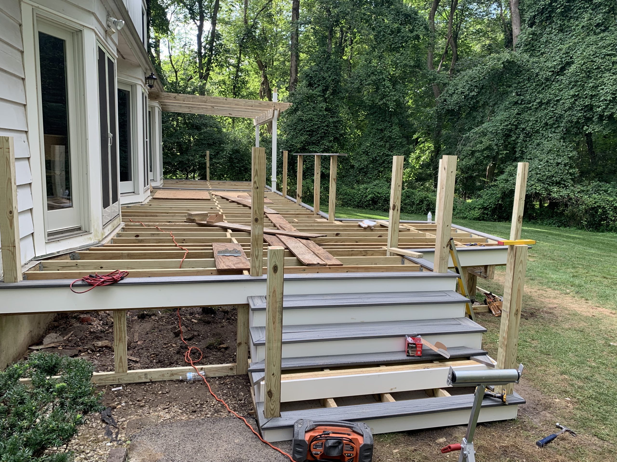 Deck and Pergola Framework Being Constructed